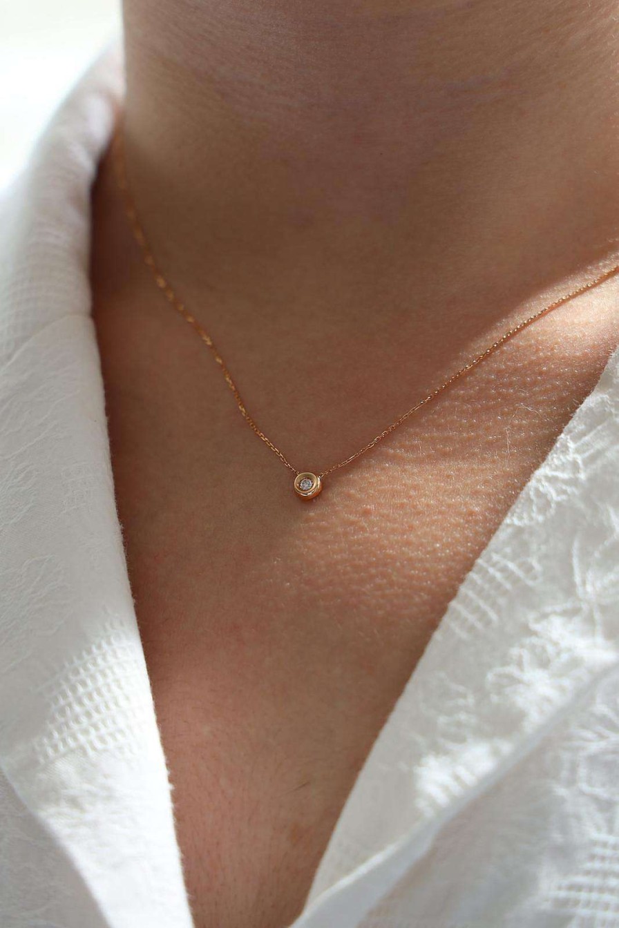 Nos Bijoux Non signé  | Collier Or Rose Diamant