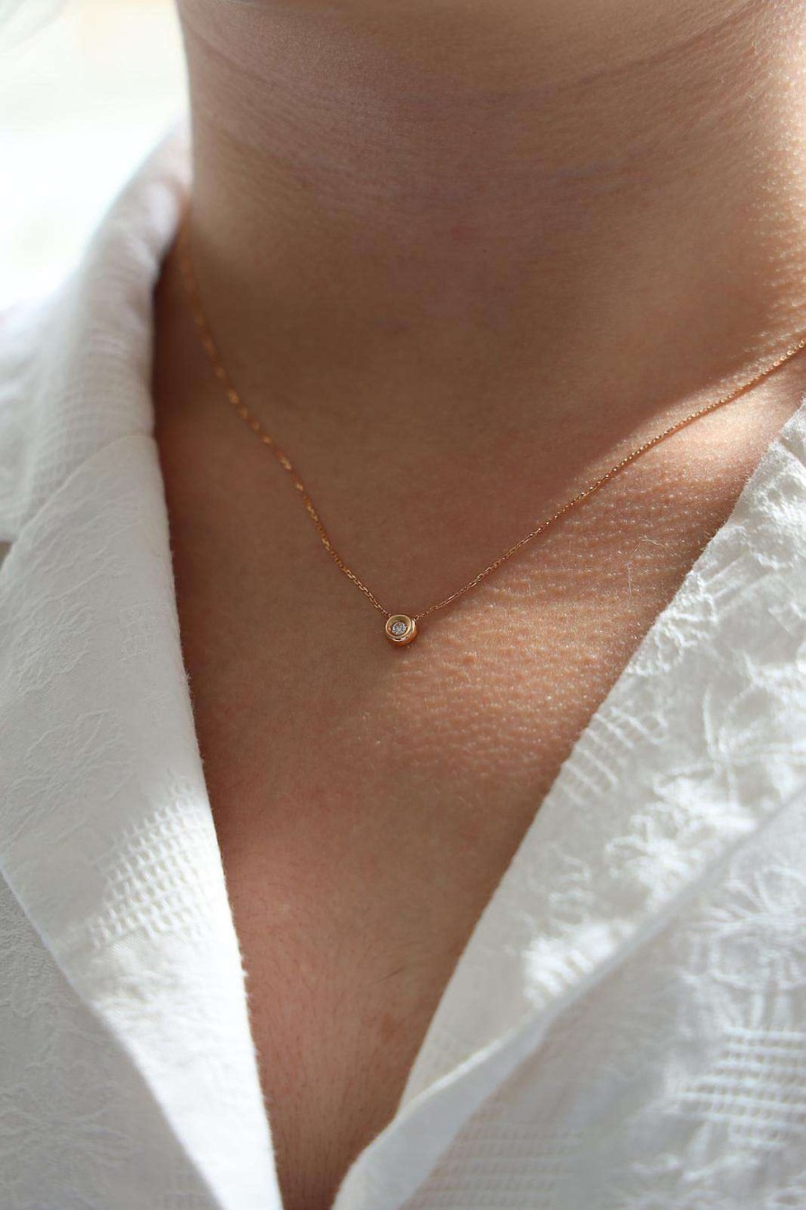 Nos Bijoux Non signé  | Collier Or Rose Diamant